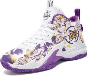 Unisex Kids Basketball Shoes Boys Girls High Top Basketball Shoes Lightweight Comfortable Sneakers for Big Kids