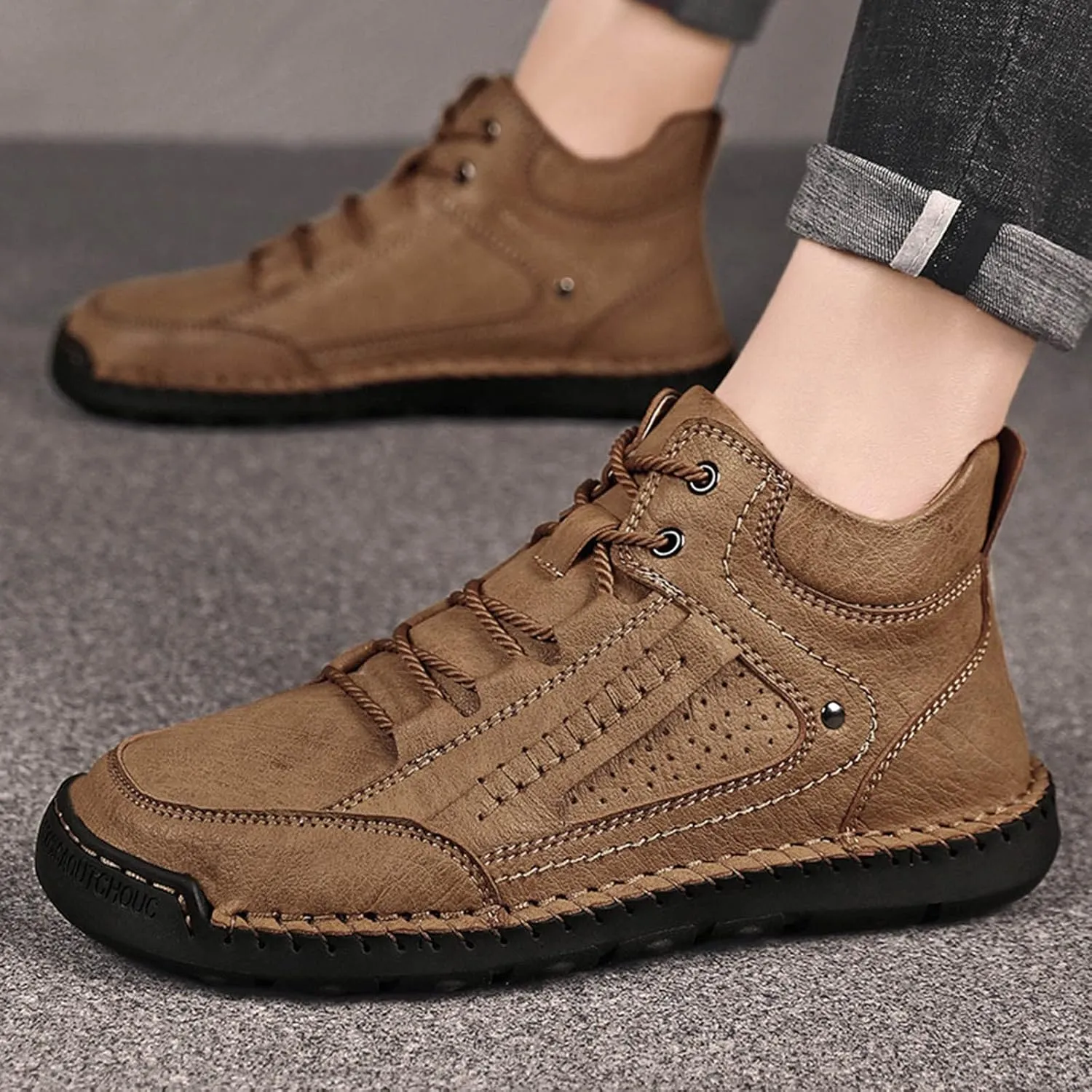 Walking Shoes Tennis Comfortable 2022 New Large Size Border Handmade Retro Stitched Leather Comfortable Casual Shoes