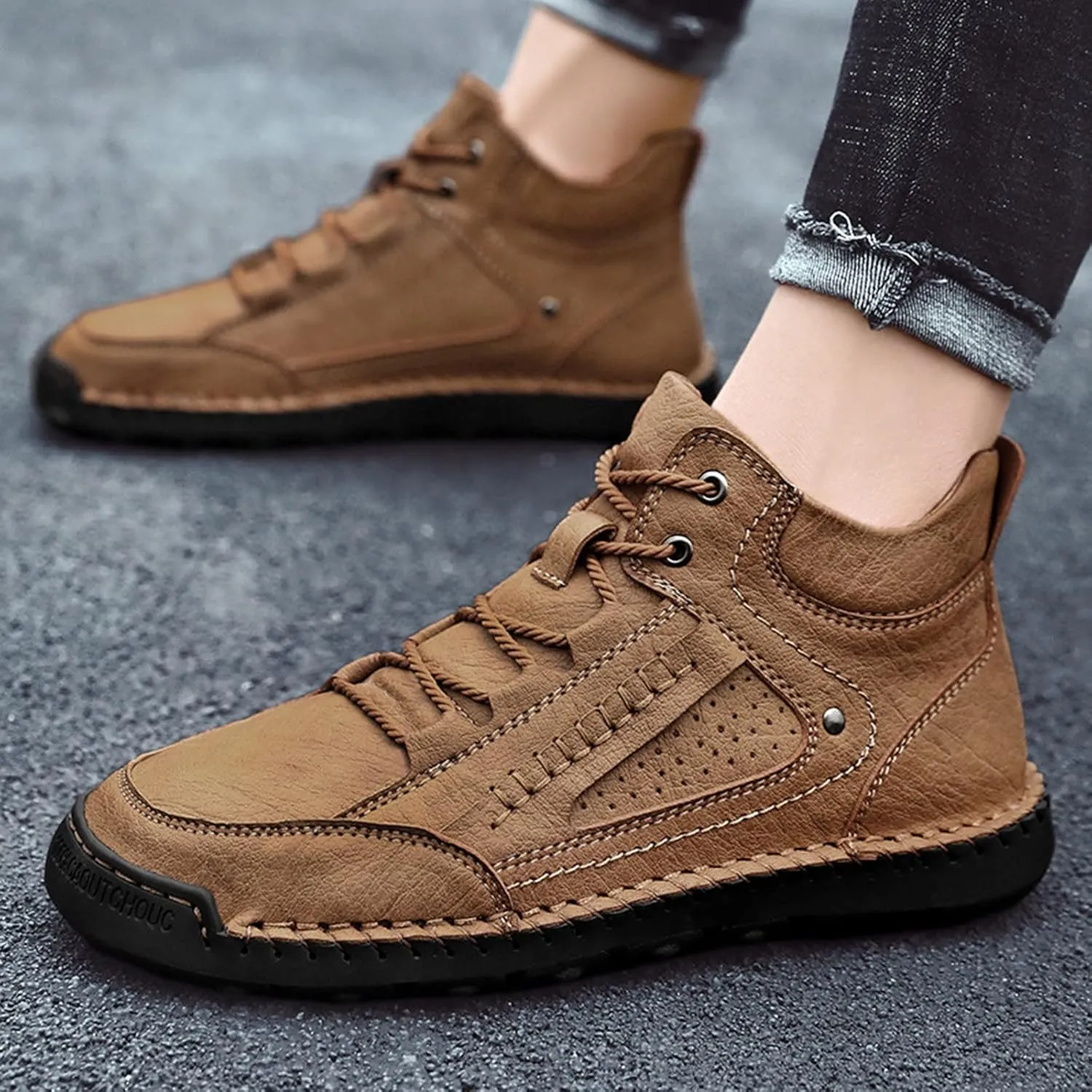 Walking Shoes Tennis Comfortable 2022 New Large Size Border Handmade Retro Stitched Leather Comfortable Casual Shoes