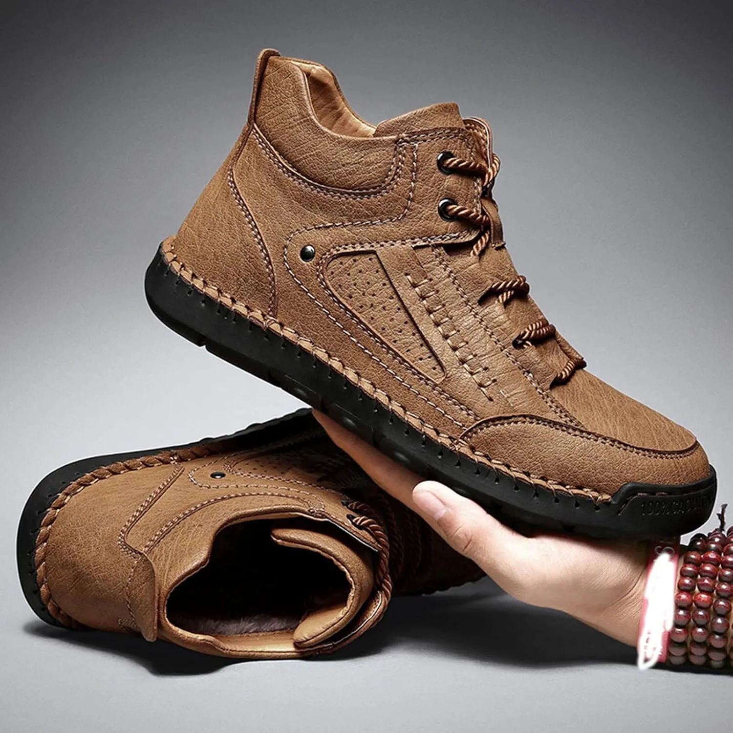 Walking Shoes Tennis Comfortable 2022 New Large Size Border Handmade Retro Stitched Leather Comfortable Casual Shoes