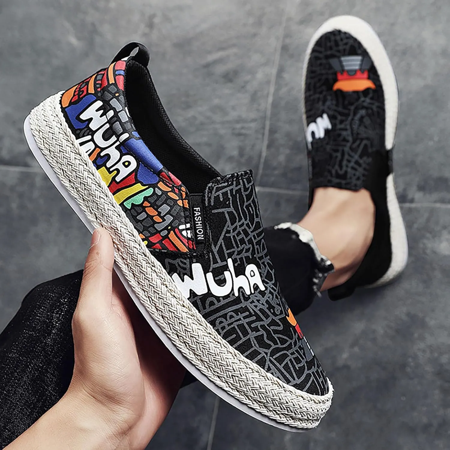 Walking Shoes Tennis Comfortable Canvas Men's Shoes Spring and Breathable Casual Flat Shoe Cover Wearing Linen Casual