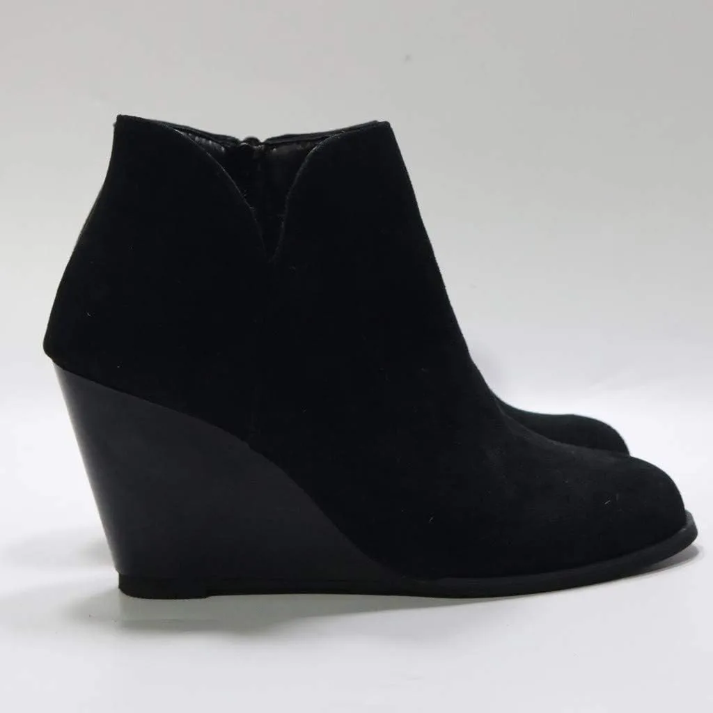 Wedge Booties for Women Dressy,Comfy Closed Toe Ankle Boots with Zipper Vintage V Cutout Fall Boots Stacked Wedge Heel Shoes
