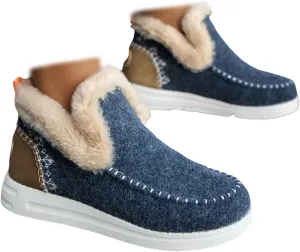 Winter Boots For Women 2024 Dressy Casual Slip-on Warm Loafers Shoes Faux Fur-Lined Comfortable Snow Ankle Boots