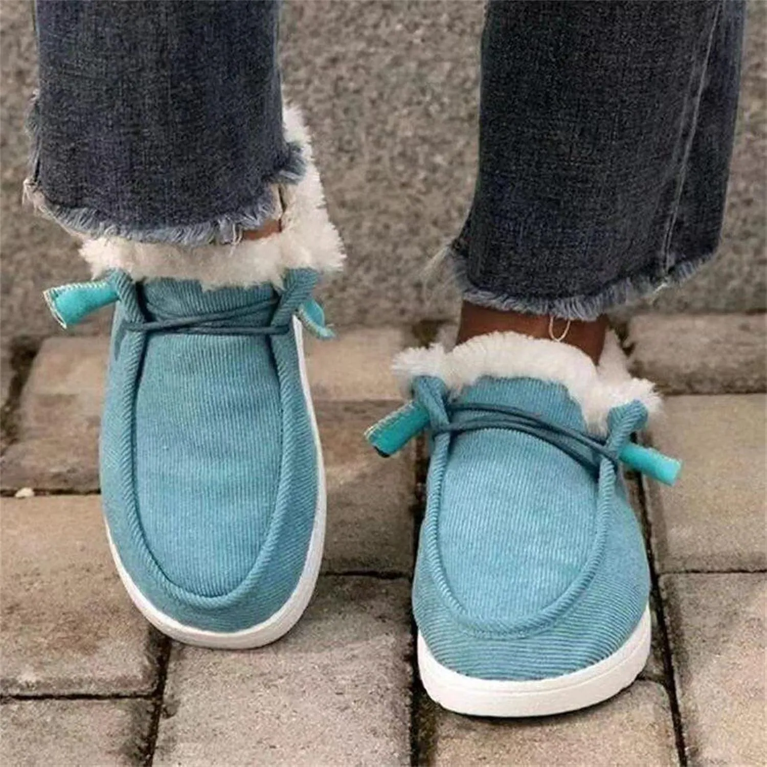 Winter Boots For Women Warm Snow Boots Slip on Comfortable Outdoor Fur Lined Ankle Booties Thickening Loafers Shoes