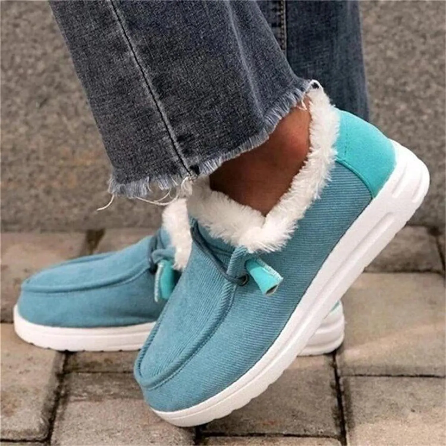 Winter Boots For Women Warm Snow Boots Slip on Comfortable Outdoor Fur Lined Ankle Booties Thickening Loafers Shoes