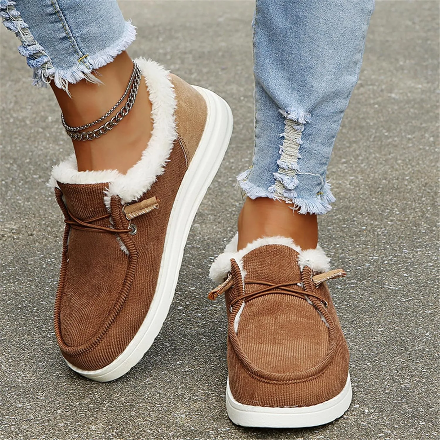 Winter Fashion Boots For Women 2024 Snow Boots Winter Shoes with Fur Lined Warm Slip On Comfortable Ankle Booties