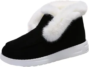 Winter Fashion Boots For Women 2024 Warm Fur Lined Snow Ankle Short Booties Outdoor Comfortable Slip On Loafers Shoes