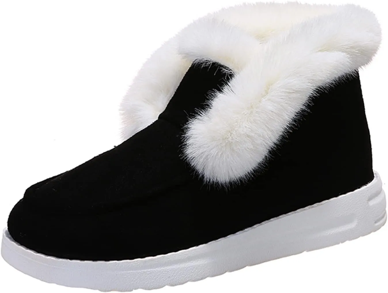 Winter Fashion Boots For Women 2024 Warm Fur Lined Snow Ankle Short Booties Outdoor Comfortable Slip On Loafers Shoes