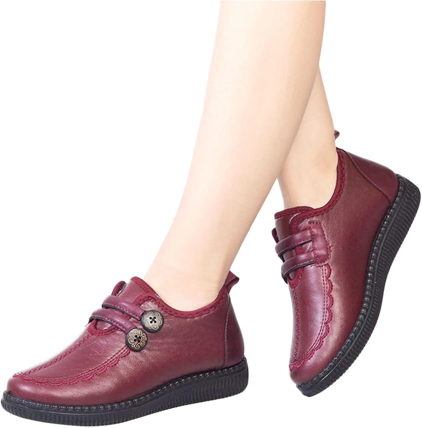 Winter Snow Boots for Women - Women's Ankle Boots Arch Support Wide Width Winter Boot WaterProof Outdoor Shoes Retro Faux Leather Fur Lined Short Boots Slip On Loafers for Women Ladies
