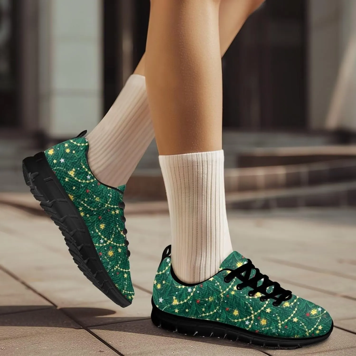 Women Cushioned Running Shoe Outdoor Fashion Sneakers Low Top Casual Comfortable Shoes for Workout US 5-12 Black Sole