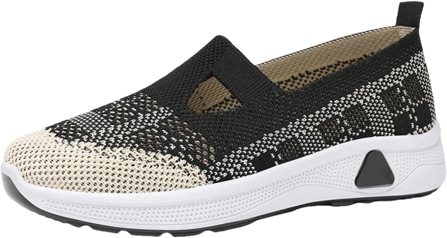 Womens Athletic Hiking Woven Orthopedic Breathable Barefoot Hands Free Slip in Sock Sneakers Mesh Trainers Comfortable Casual Air Cushion Walking Running Jogging Trave Shoes