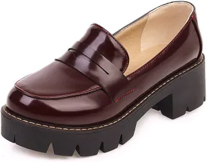 Women's Fashion, Comfortable, Anti Slip Platform British Leather Shoes Classic Lacquer Leather Casual Flat Bottomed Lefu Shoes