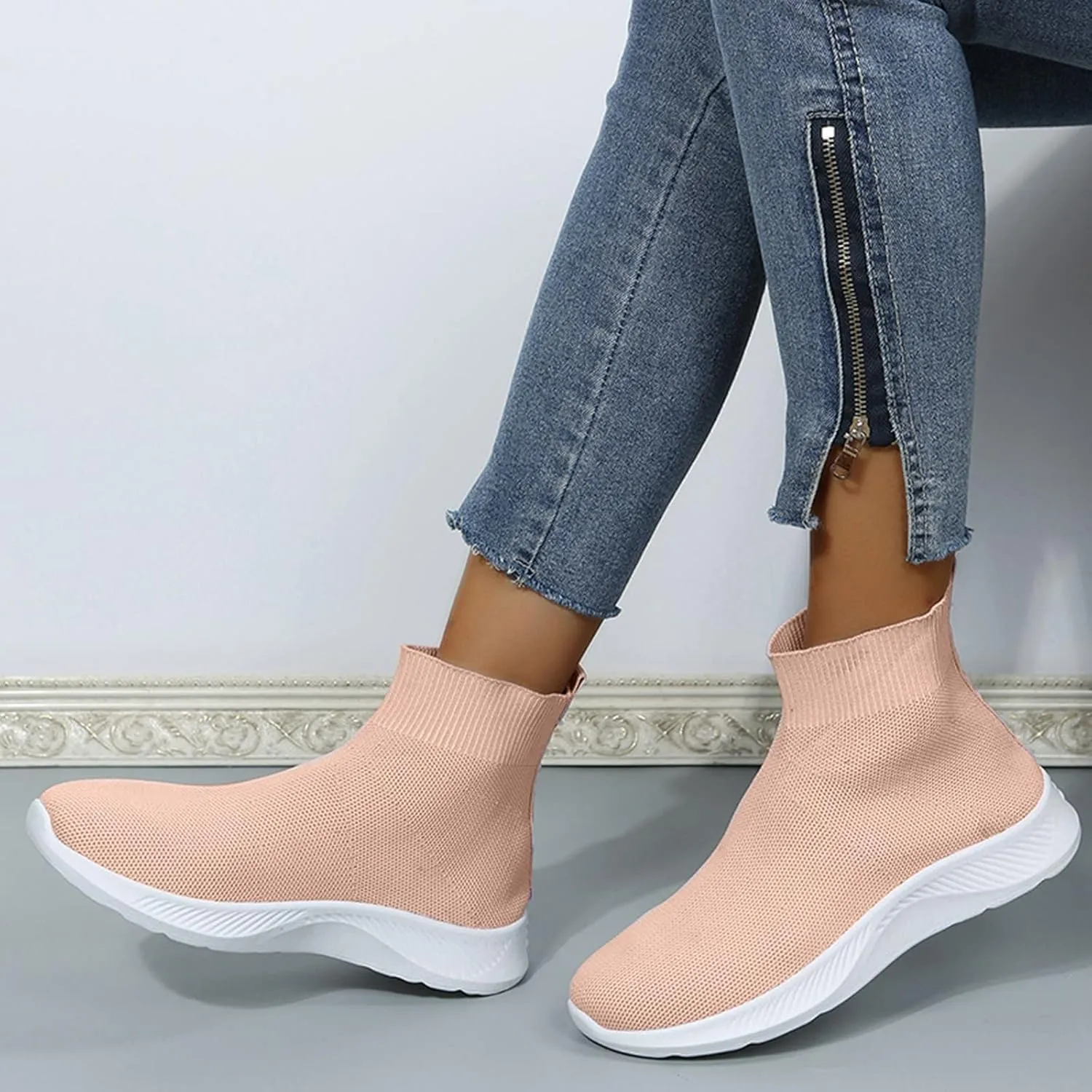 Womens High Top Sneakers Black and White Slip On Shoes for Women 2023 Platform Slip On Sneakers for Women Fashion Chunky Sneakers Women Black Non Slip Work Shoes Womens 7.5 Wide