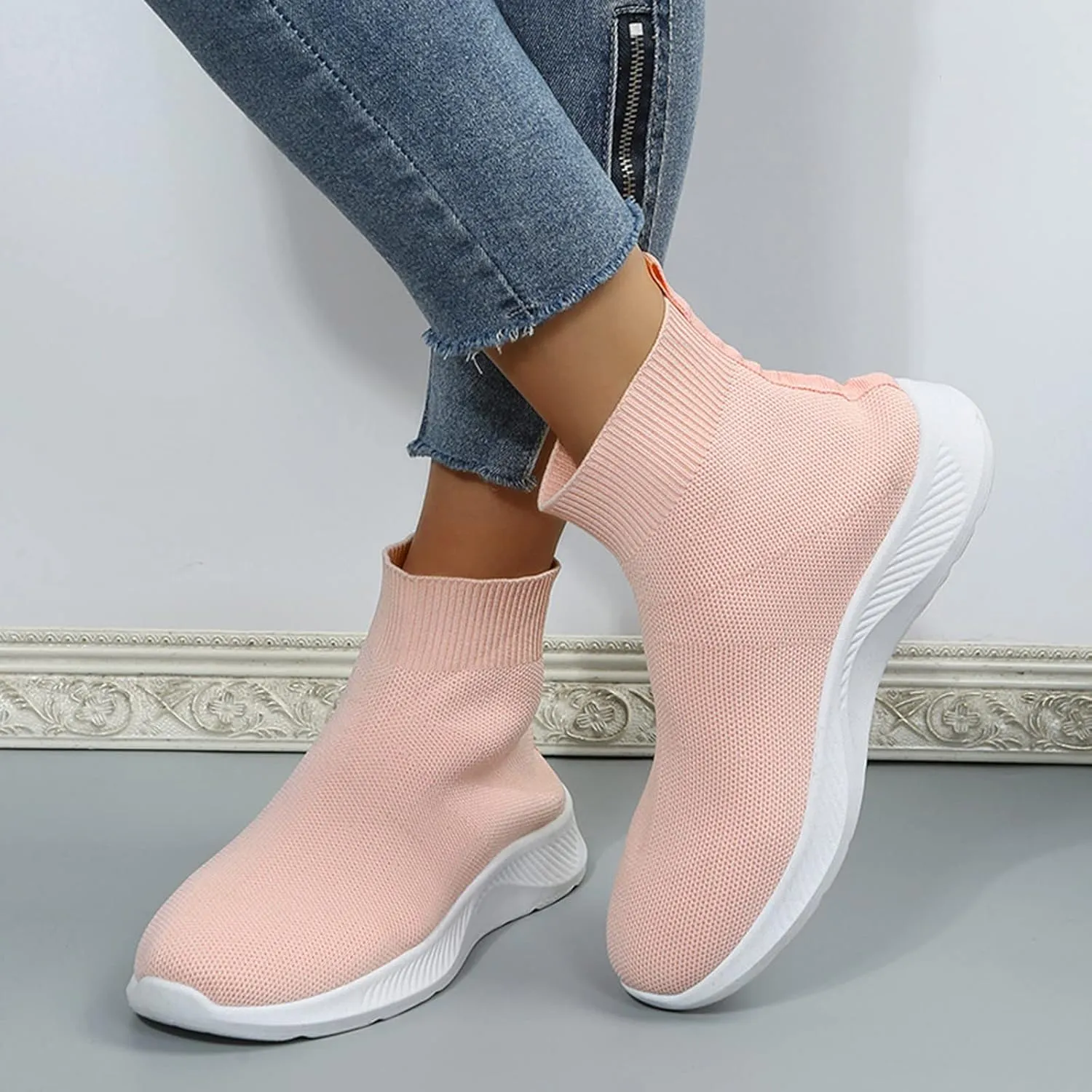 Womens High Top Sneakers Black and White Slip On Shoes for Women 2023 Platform Slip On Sneakers for Women Fashion Chunky Sneakers Women Black Non Slip Work Shoes Womens 7.5 Wide