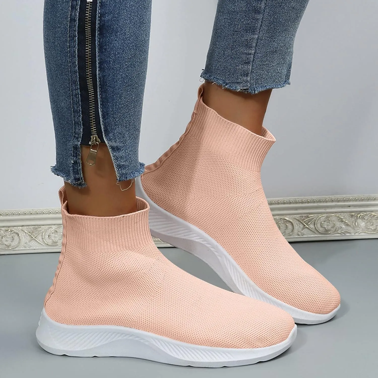 Womens High Top Sneakers Black and White Slip On Shoes for Women 2023 Platform Slip On Sneakers for Women Fashion Chunky Sneakers Women Black Non Slip Work Shoes Womens 7.5 Wide