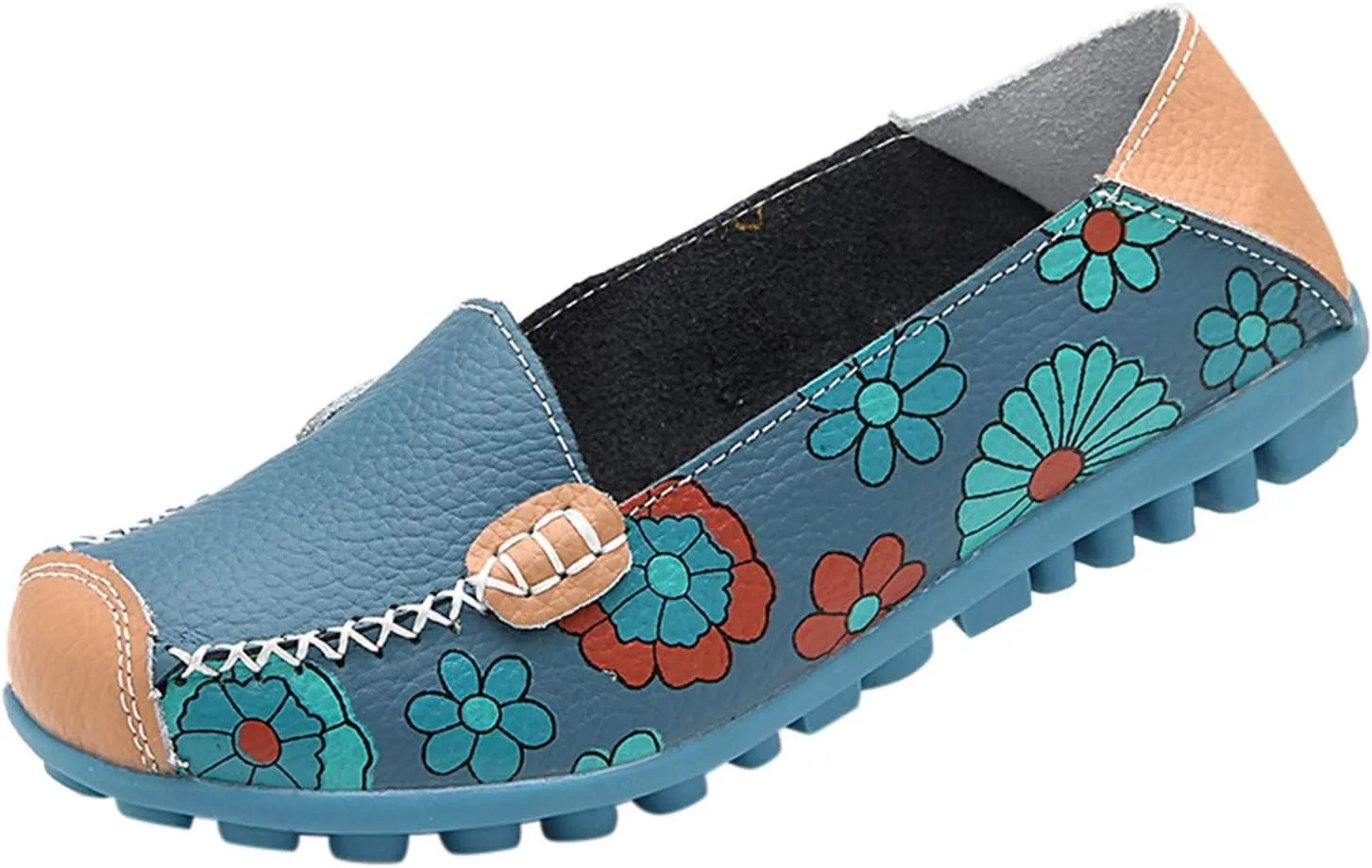 Women's Loafer Shoes Printed Leather Walking Casual Loafers Women's Shoes Comfortable Flat Casual