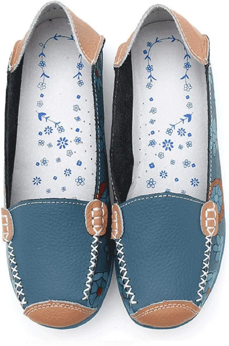 Women's Loafer Shoes Printed Leather Walking Casual Loafers Women's Shoes Comfortable Flat Casual