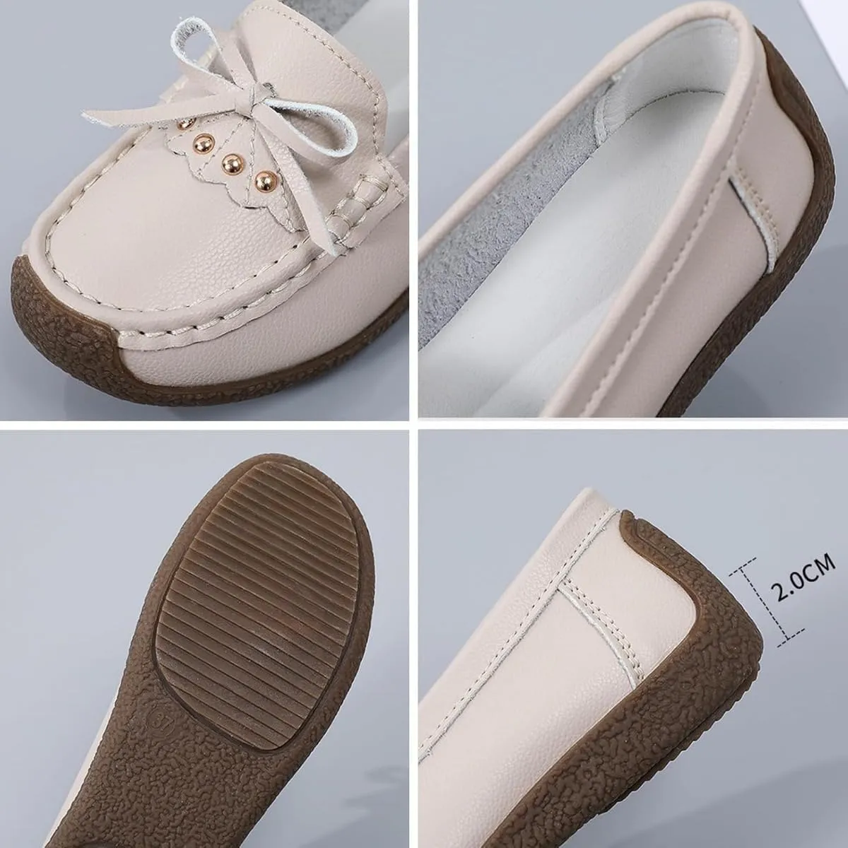 Women's Orthopedic Loafers in Breathable Leather, Wide Fit Leather Loafers Comfort Walking Moccasins Casual Slip-On Flat Shoes