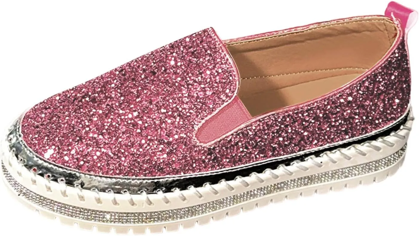 Women's Platform Shoes Slip On Rhinestone Sneakers