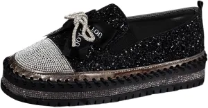 Women's Platform Shoes Slip On Rhinestone Sneakers