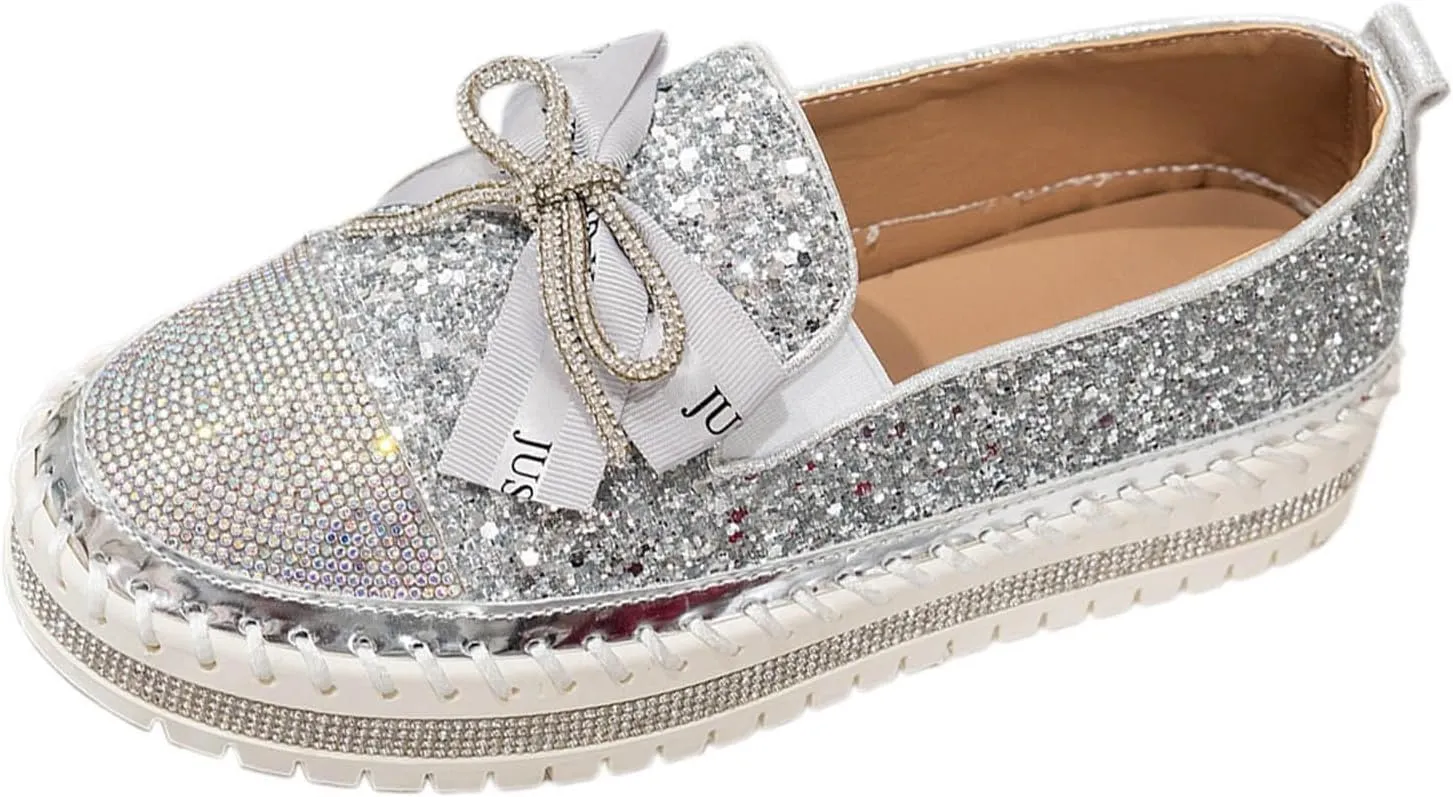 Women's Platform Shoes Slip On Rhinestone Sneakers