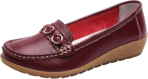 Women’s Shoes Womens Walking Flat Loafer Slip On Leather Loafer Comfortable Flat Shoes Outdoor Driving