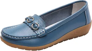 Women’s Shoes Womens Walking Flat Loafer Slip On Leather Loafer Comfortable Flat Shoes Outdoor Driving