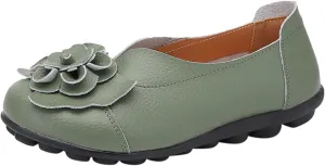 Women's Slip-On Loafers Casual Leather Loafers Comfortable Walking Shoes Casual Work Shoes Dressy Flats Shoe