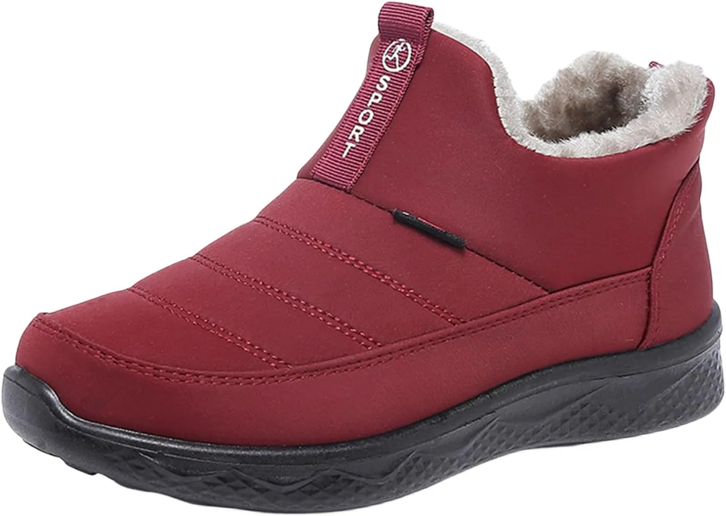 Womens Snow Boots Waterproof Ankle Fur Lined Booties Slip On Warm Insulated Boot Comfortable Short Boots Lightweight