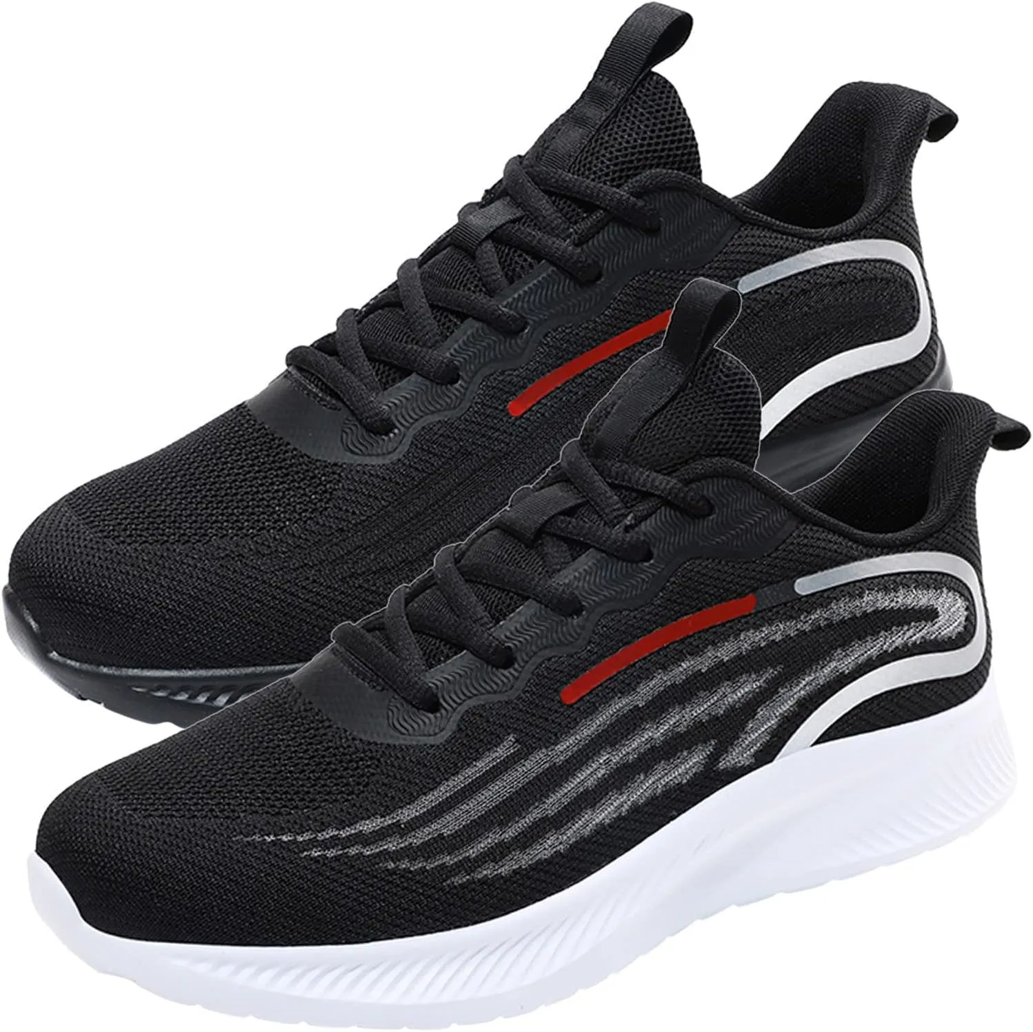 Workout Athletic Sport Shoes for Men Breathable Elastic Fly Woven Mesh Sneaker Breathable Lace Up Shoes for Men