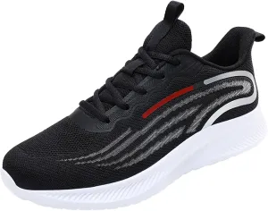 Workout Athletic Sport Shoes for Men Breathable Elastic Fly Woven Mesh Sneaker Breathable Lace Up Shoes for Men