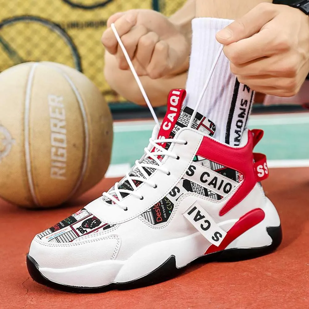 YAXE Unisex Lightweight High Top Basketball Shoes Running Sports Sneakers