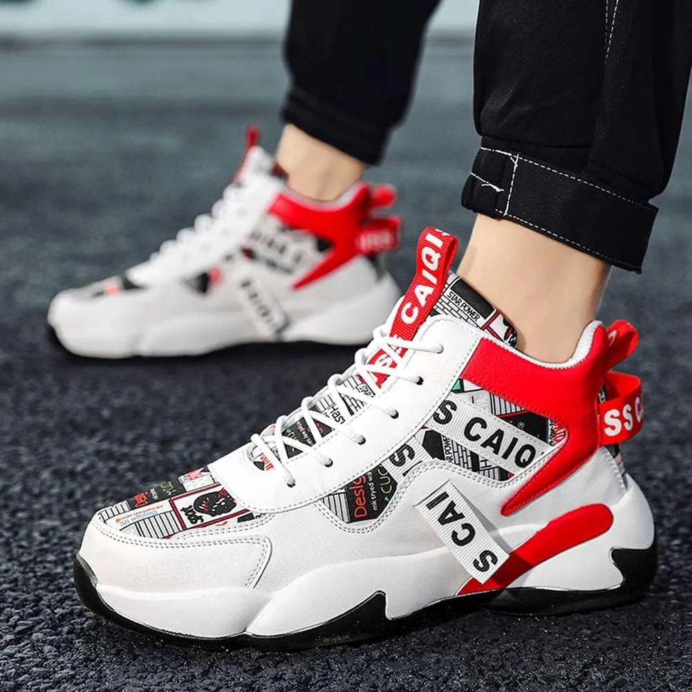 YAXE Unisex Lightweight High Top Basketball Shoes Running Sports Sneakers