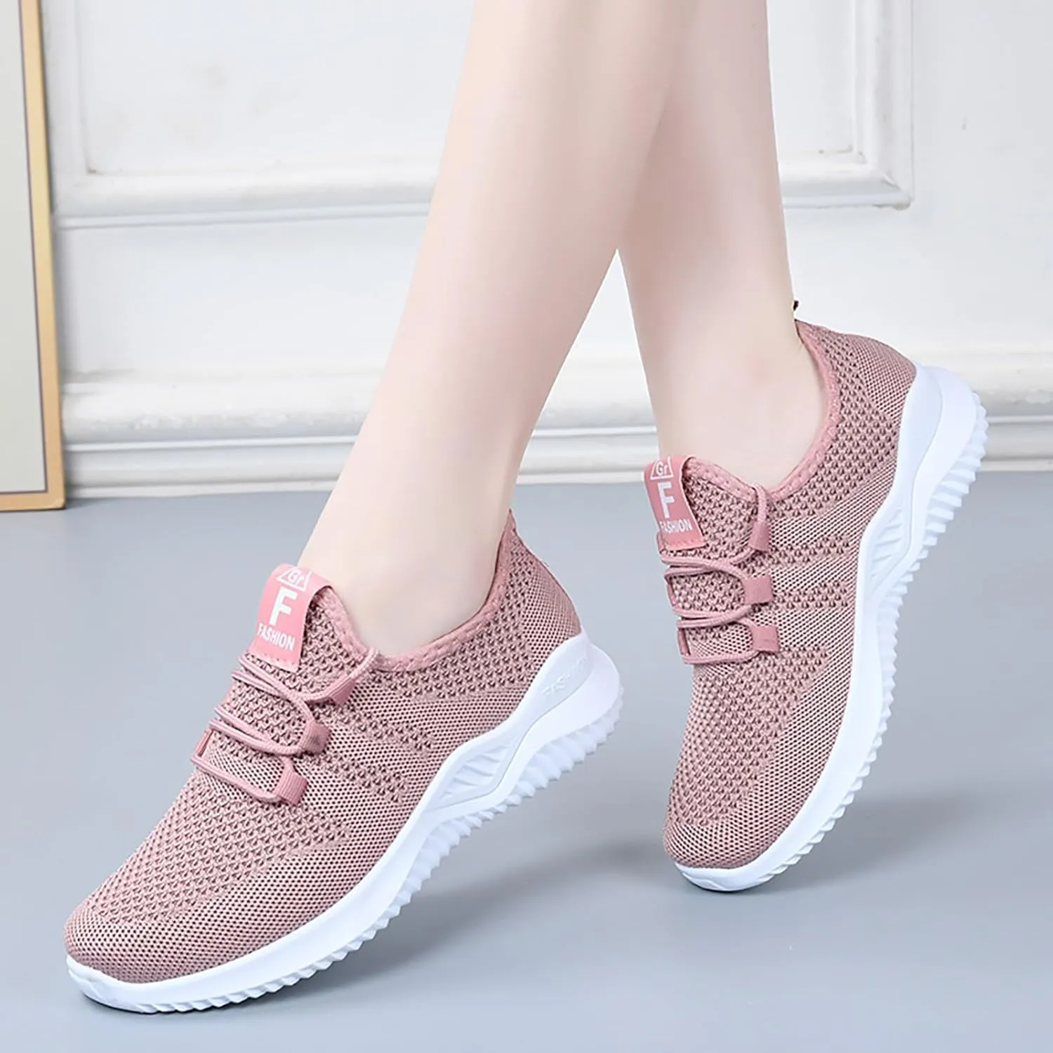 ZSpzx Comfy Sneakers for Women Arch Support Breathable Mesh Knit Air Cushioned Walking Shoes Non Slip Jogging Tennis Sneaker Lightweight Plantar Fasciitis Footwear for Gym Travel Daily Wear