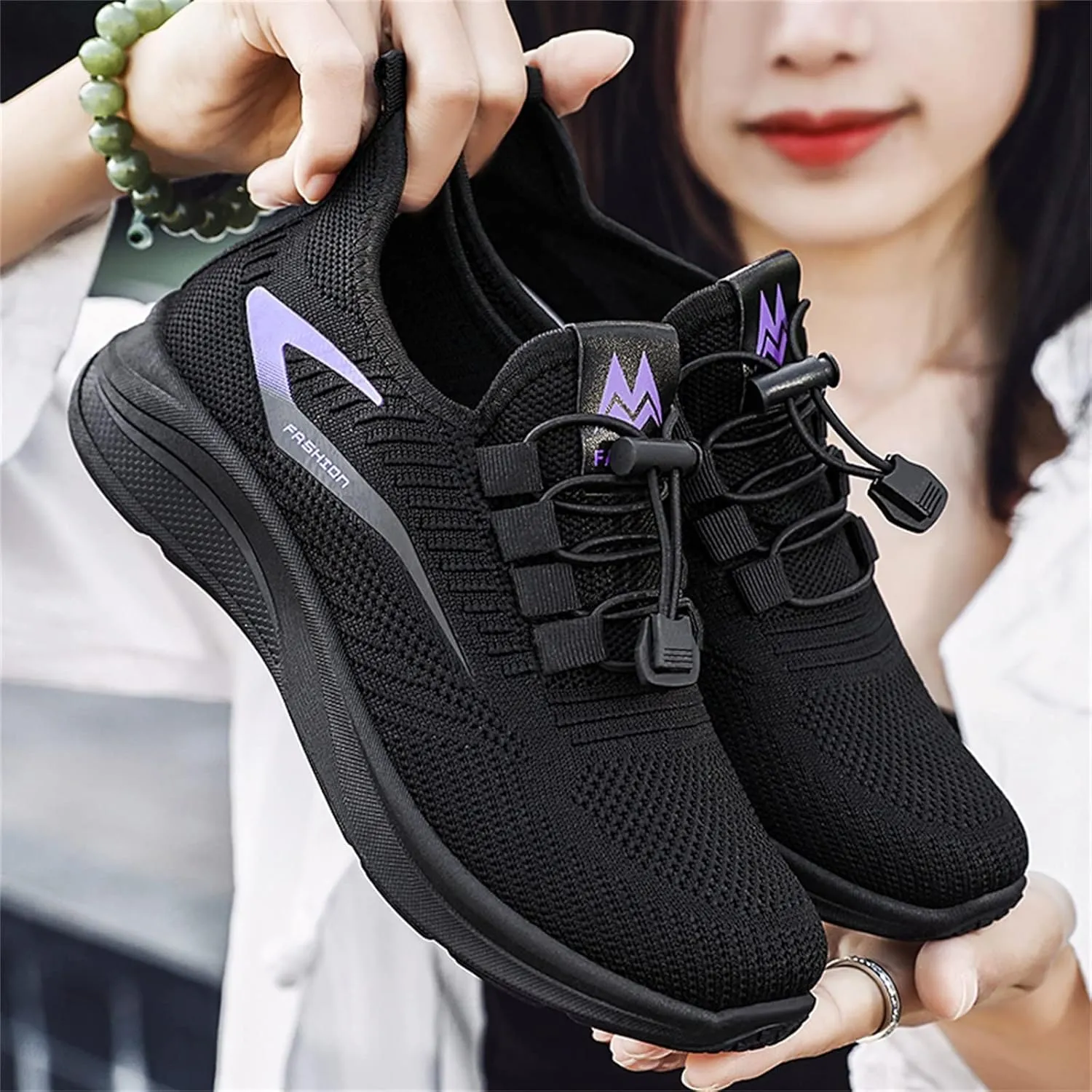 ZSpzx Running Shoes for Women Lightweight Air Cushioned Tennis Sneakers Non Slip Breathable Mesh Gym Workout Sneakers Ladies Walking Plantar Fasciitis Slip On Shoes for Gym Travel Daily Wear